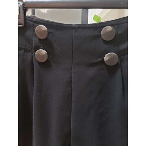 Anthropologie Women Black Polyester Frenchy High Waist Fake Button Shorts Size 4 - Picture 2 of 12